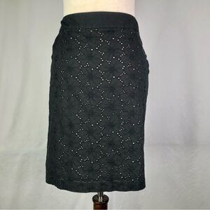 Ann Taylor LOFT floral eyelet lace pencil skirt with pockets black and tan 6
